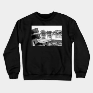 Riverside bench on the River Bure in the Norfolk village of Wroxham Crewneck Sweatshirt